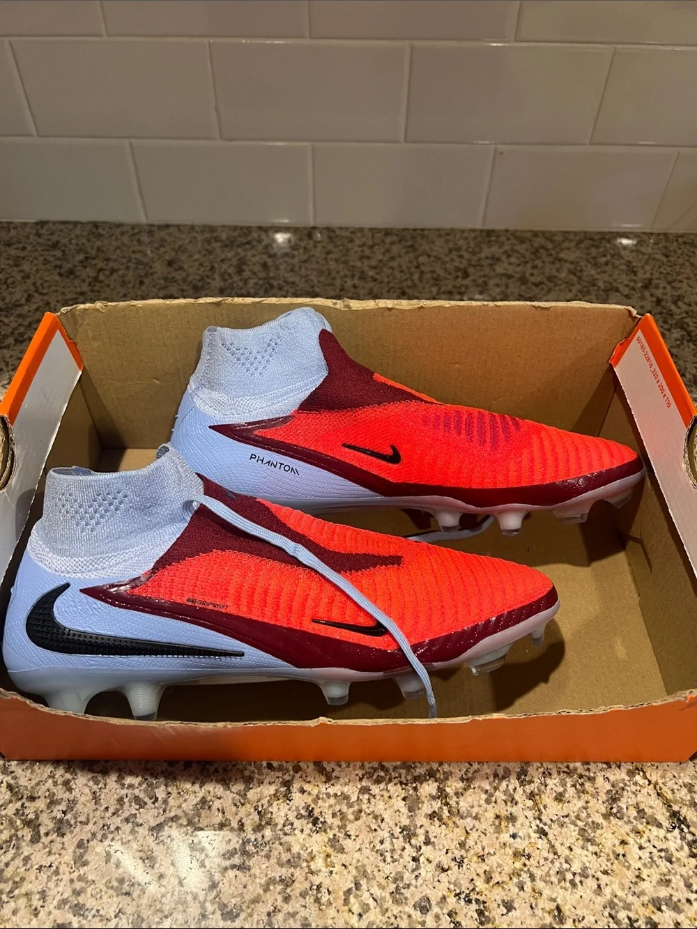 Nike Bright Red and Maroon Sock-Style Soccer Shoes
